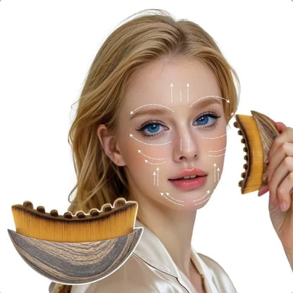 Escova Facial Manual de Drenagem Linfatica Gua Sha Reduz Inchaço Cerdas Macias e Cabo Anatômico Nuvae