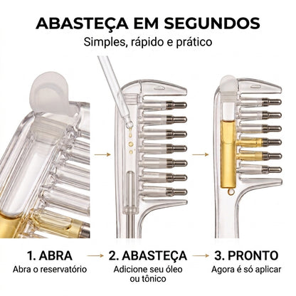 Pente Massageador Aplicador Óleo Cabelo Raiz Couro Cabeludo Todos os Tipos de Cabelos Para Aplicação de Hair Tônico Crescimento Sérum Massagem Nuvae
