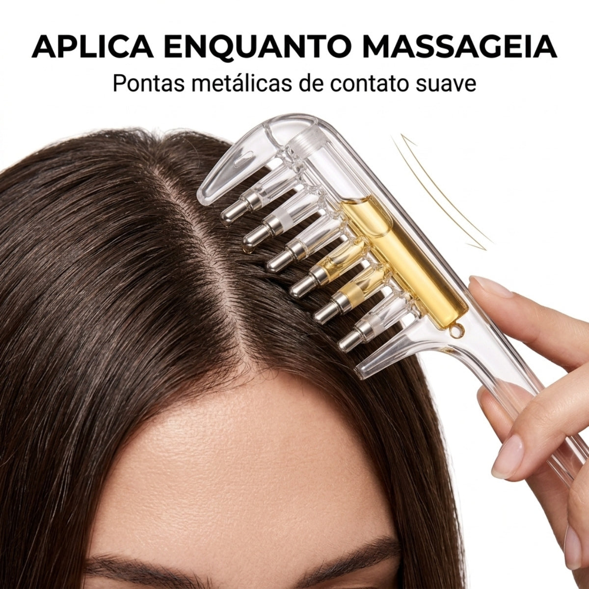 Pente Massageador Aplicador Óleo Cabelo Raiz Couro Cabeludo Todos os Tipos de Cabelos Para Aplicação de Hair Tônico Crescimento Sérum Massagem Nuvae