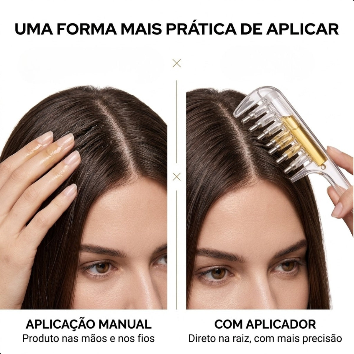 Pente Massageador Aplicador Óleo Cabelo Raiz Couro Cabeludo Todos os Tipos de Cabelos Para Aplicação de Hair Tônico Crescimento Sérum Massagem Nuvae